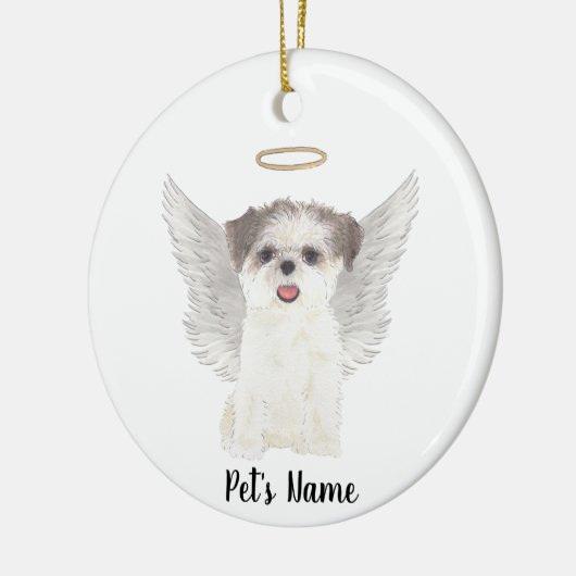 Brown & White Shih Tzu Sympathy Memorial Keramisch Ornament (Links)