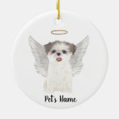 Brown & White Shih Tzu Sympathy Memorial Keramisch Ornament (Achterkant)