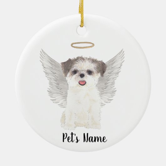 Brown & White Shih Tzu Sympathy Memorial Keramisch Ornament (Achterkant)