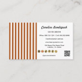 Brown White Stripes QR Code Social Media Icons Visitekaartje (Voorkant)