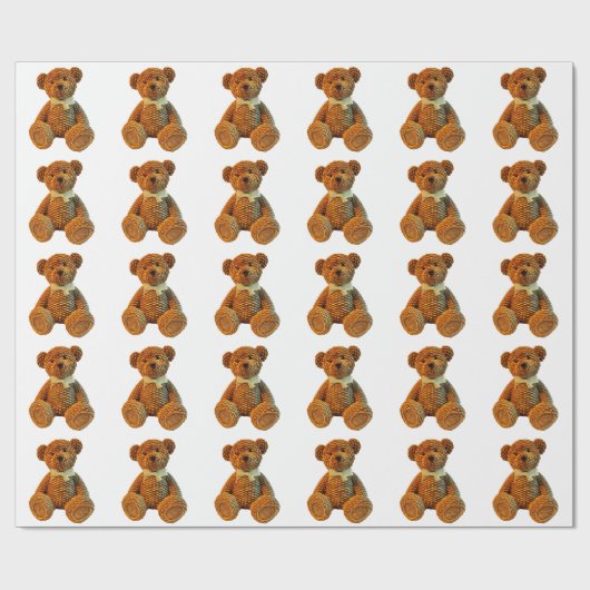 Brown Wicker Teddy Bear Cadeaupapier (Vlak)