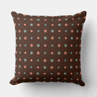 Brown with dusty pink and blue dots kussen