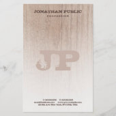 Brown Wood Board Kijk Monogram Sjabloon Briefpapier (Voorkant)