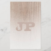 Brown Wood Board Kijk Monogram Sjabloon Briefpapier (Achterkant)