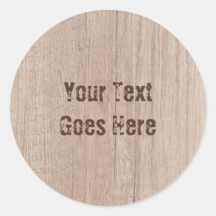 Brown Wood Board Kijk naar Sjabloon Aangepast rend Ronde Sticker