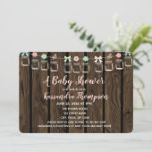 Brown Wood Rustic Mason Jar Baby shower Uitnodigin Kaart (Staand voorkant)