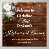Brown Wood String Lights Repetitie Diner Welkom Poster (Voorkant)