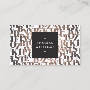 Brown Wooden Abstract Letterforms auteurs, schrijv Visitekaartje