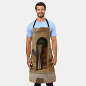 BROWN WOODEN DEUR OP BROWN BRICK WALL SCHORT (Gedragen)