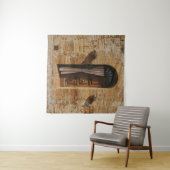 BROWN WOODEN DEUR OP BROWN BRICK WALL WANDKLEED (In Situ (horizontaal))