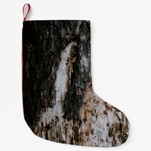 Brown wooden log kleine kerstsok (Voorkant)