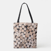 Brown wooden log lot tote bag (Achterkant)