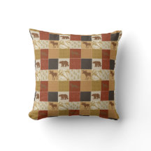 Brown Woodland Beren Patchwork Moose Fox Wildlife