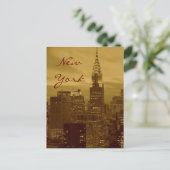Brown Yellow Pop Art Briefkaart New York Script (Staand voorkant)