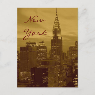 Brown Yellow Pop Art Briefkaart New York Script