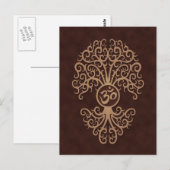 Brown Yoga Om Tree Briefkaart (Voorkant / Achterkant)