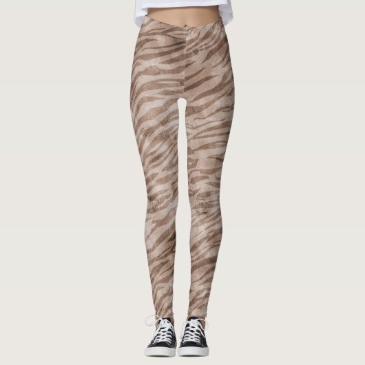 Brown Zebra Print Leggings (Voorkant)