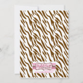 Brown Zebra Print Paars Ribbon Baby shower Invite Kaart (Achterkant)