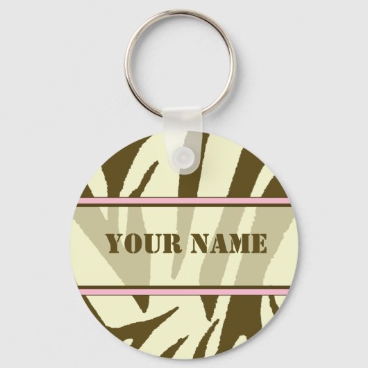 Brown Zebra Print Sleutelhanger (Voorkant)
