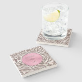 Brown Zebra Print Stenen Onderzetter (Zijkant)