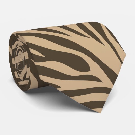 Brown Zebra Print Stropdas (Opgerold)