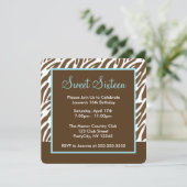 Brown Zebra Print Sweet Sixteen party Kaart (Staand voorkant)