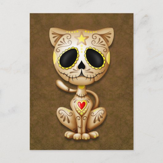 Brown Zombie Sugar Kitten Briefkaart (Voorkant)