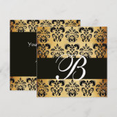BROWN ZWARTE DAMASKPARCHTIEMONOGRAM, wit Kaart (Voorkant / Achterkant)