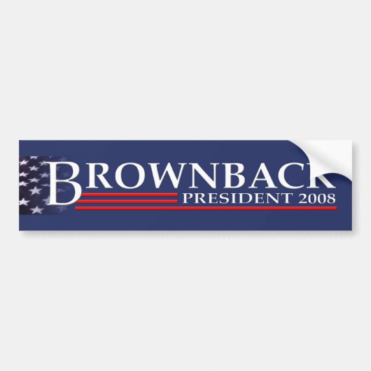 BROWNBACK VOOR Bumpersticker PRESIDENT 2008 (Voorkant)