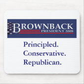 BROWNBACK VOOR PRESIDENT Mousepad Muismat (Voorkant)