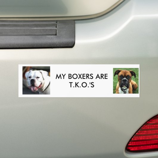 brownboxer, WITTE BOXER GEZICHT, MIJN BOXERS ZIJN  Bumpersticker (Op auto)