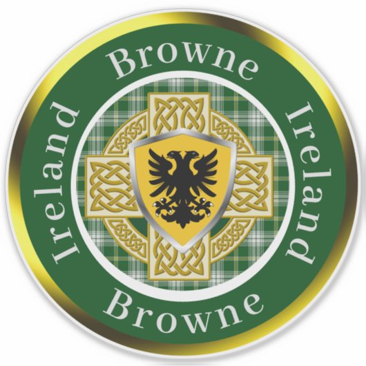 Browne Irish Shield & Celtic Cross Persoonlijk Sticker (Voorkant)