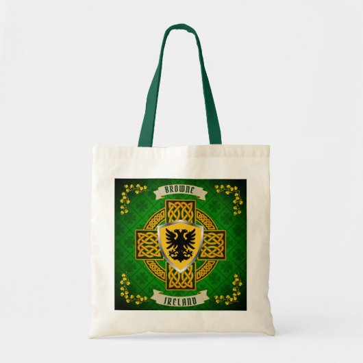 Browne Irish Shield & Celtic Cross Persoonlijk Tote Bag (Voorkant)