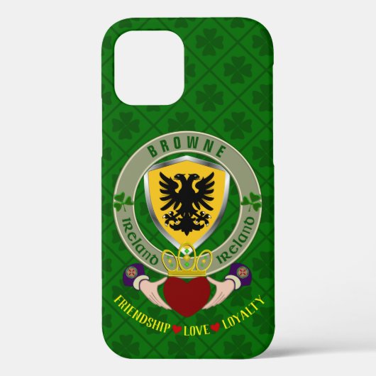Browne Irish Shield & Claddagh Personalized Case-Mate iPhone Case (Achterkant)