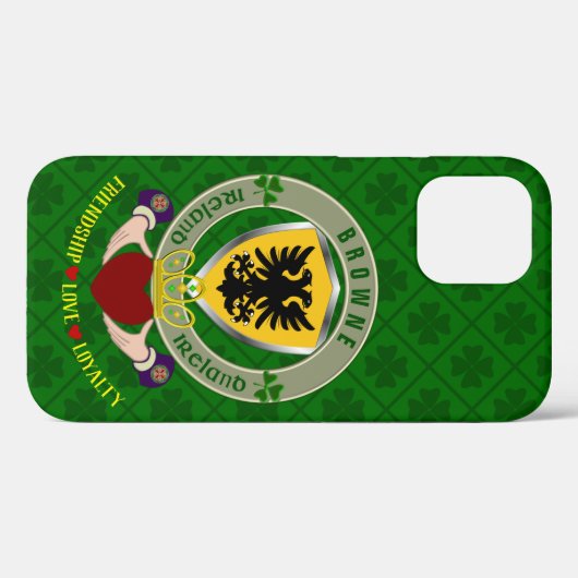 Browne Irish Shield & Claddagh Personalized Case-Mate iPhone Case (Achterkant (horizontaal))