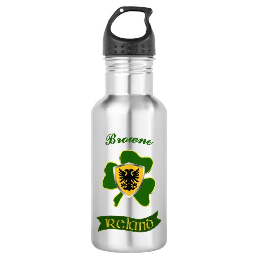 Browne Irish Shield & Shamrock gepersonaliseerd Waterfles (Voorkant)