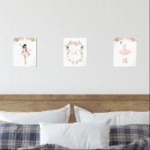 Brownette ballerina monogram meisjeskamer muurkunst sets (Slaapkamer)