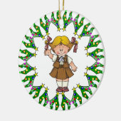 Brownie Blonde Hair Tree Wreath Keramisch Ornament (Links)