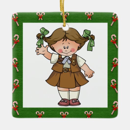 Brownie Brunette Green Lijst Candycanes Keramisch Ornament (Voorkant)