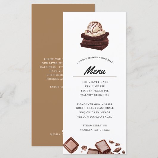 Brownie en Cake Bake | Verondersteld menu (Voorkant / Achterkant)