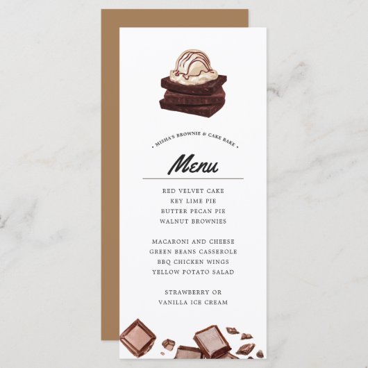 Brownie en Cake Bakken | Thema Menu (Voorkant / Achterkant)
