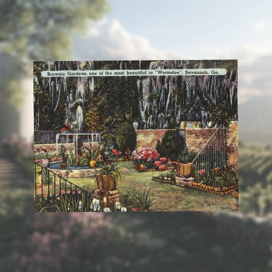 Brownie Gardens Wormsloe Savannah GA retro Briefkaart