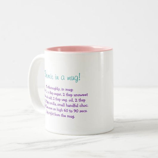 Brownie in een mok recept gepersonaliseerde mok (Voorkant links)