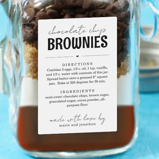 Brownie Mix in een Jar Gift Voedselcontainer Etiket