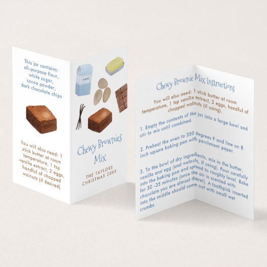 Brownie Mix Zelfgemaakte DIY Kerstcadeau Label Visitekaartje (Binnen en buitenkant)