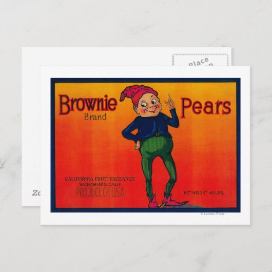 Brownie Pear-label Briefkaart (Voorkant / Achterkant)