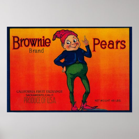 Brownie Pear-label Poster (Voorkant)