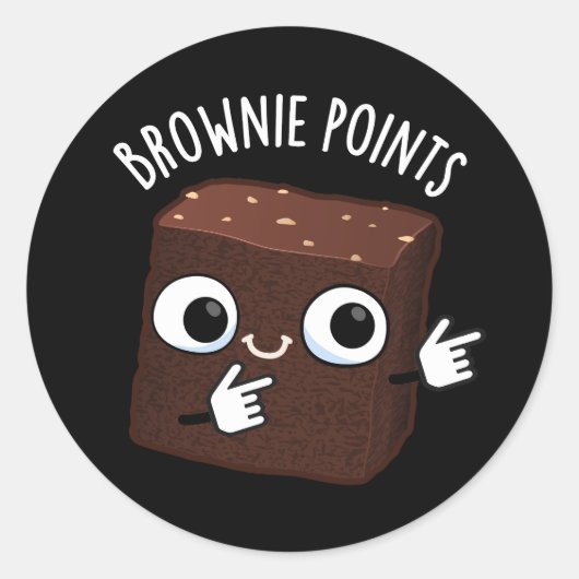 Brownie Points Funny Snack Pun Dark BG Ronde Sticker (Voorkant)