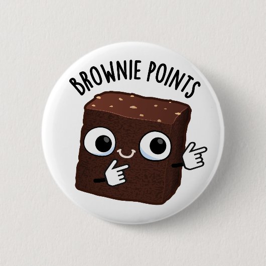 Brownie Points Funny Snack Pun Ronde Button 5,7 Cm (Voorkant)
