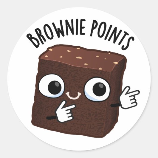 Brownie Points Funny Snack Pun  Ronde Sticker (Voorkant)